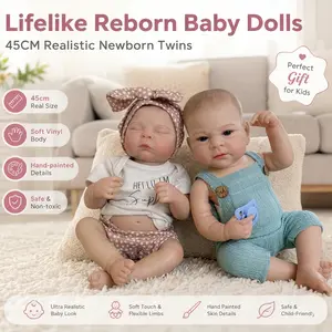 Otarddolls 1PC 18 Inch Full Body Vinyl Boy And Girl Doll With Hand Painted Hair Soft Touch Feelings Lifelike Reborn Doll Toys Cute Gifts For Children