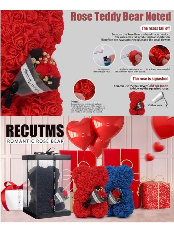 Handmade Eternal Flower Rose Teddy Bear Gift Box, Ideal for Couples, Valentine's Day, Anniversary, Birthday, Halloween, Christmas