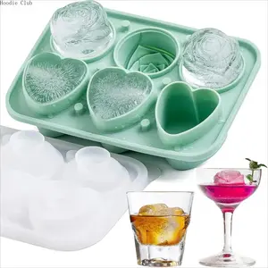 Silicone Ice Cube Tray Set – Rose & Heart Shaped Ice Molds with Funnel Lid, 3D Decorative Whiskey & Cocktail Ice Maker for Home Bar, Flexible Non-Stick BPA-Free Reusable Ice Cube Trays for Drinks, Parties & Summer Kitchen Use