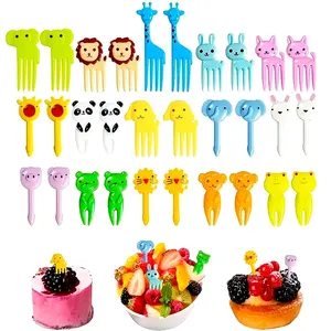 Reusable Animal Fruit Forks Set, Cutlery Tableware Utensils, 10pcs/20pcs Reusable Dessert Forks, Cute Design Plastic Food Picks for Kids & Adults