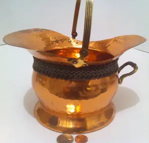 Vintage Copper and Brass Metal, Planter, Container, 9" x 8 1/2", Home Decor, Kitchen Decor, Shelf Display.  This Can Be Shined Up Even More