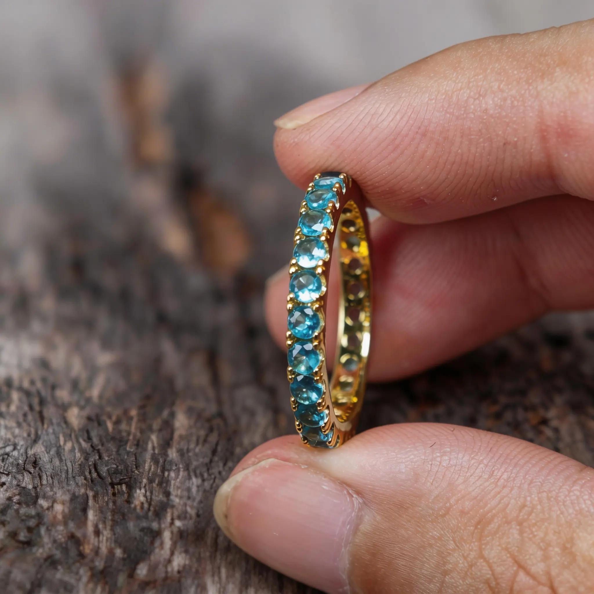 Women's Aquamarine March Birthstone Ring with Ruby Accents - July Birthstone Ring, Metal-Coated Costume Jewelry, Special Gift for Daily Wear