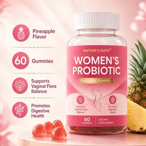 KOOVS Women's Probiotic Gummies with Slippery Elm, Prebiotics, pH Balance Support & Intimate Comfort, Hawaiian Pineapple Flavor, 60 Count