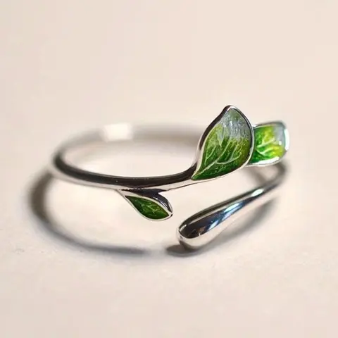 Retro Artistic Enamel Tree Branch Drip Glaze Ring with Adjustable Opening for Women, Beautiful Rings, Simple and Personalized Casual Vacation Creative Party Ring, Casual Trendy Jewelry Adjustable Open Rings