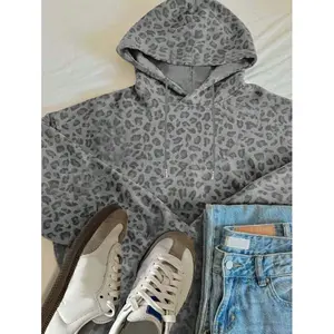 Ciel Fashion Women's Casual Leopard Print Hoodie Sweatshirt