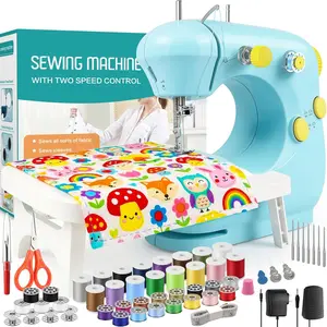 2 Speed Electric Mini Portable Full Set Sewing Machine for Beginner, with Extension Table Foot Pedal & Sewing Kits, Best Gift for Kids & Adults
