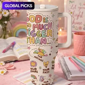 Christian Faith Tumbler Drinkware with Handle and Lid, Stainless Steel Vacuum Insulated Travel Tumbler Flasks, "God Is So Much Bigger Than Your Mistakes Fears Past Regrets", Keeps Cold 12H Hot 6H, Gift For Women #GLOBAL PICKS