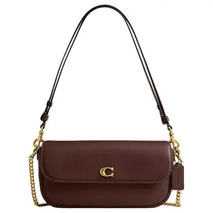 COACH Brooke 25 Leather Crossbody Bag with Gold Logo Chain Strap for Women