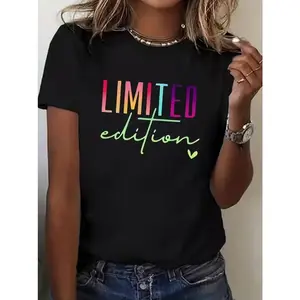 Limited Edition Rainbow Letter Graphic Tee Casual Crewneck Short Sleeve Soft Cotton Everyday Streetwear Summer Outfit Gift For Her And Him