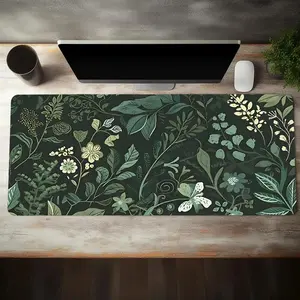 Dark Green Botanical Extended Mouse Pad | Vintage Floral Desk Mat | Non-Slip Large Gaming Pad for Cottagecore Fans #BotanicalDesk #CottagecoreDecor #VintageFloral #GreenAesthetic #NatureGaming