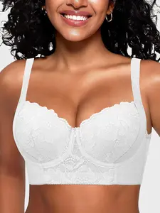 Ecomilky Women's Foral Lace Push-Up Bra for Small Chest No Gap Soft Everyday Wear