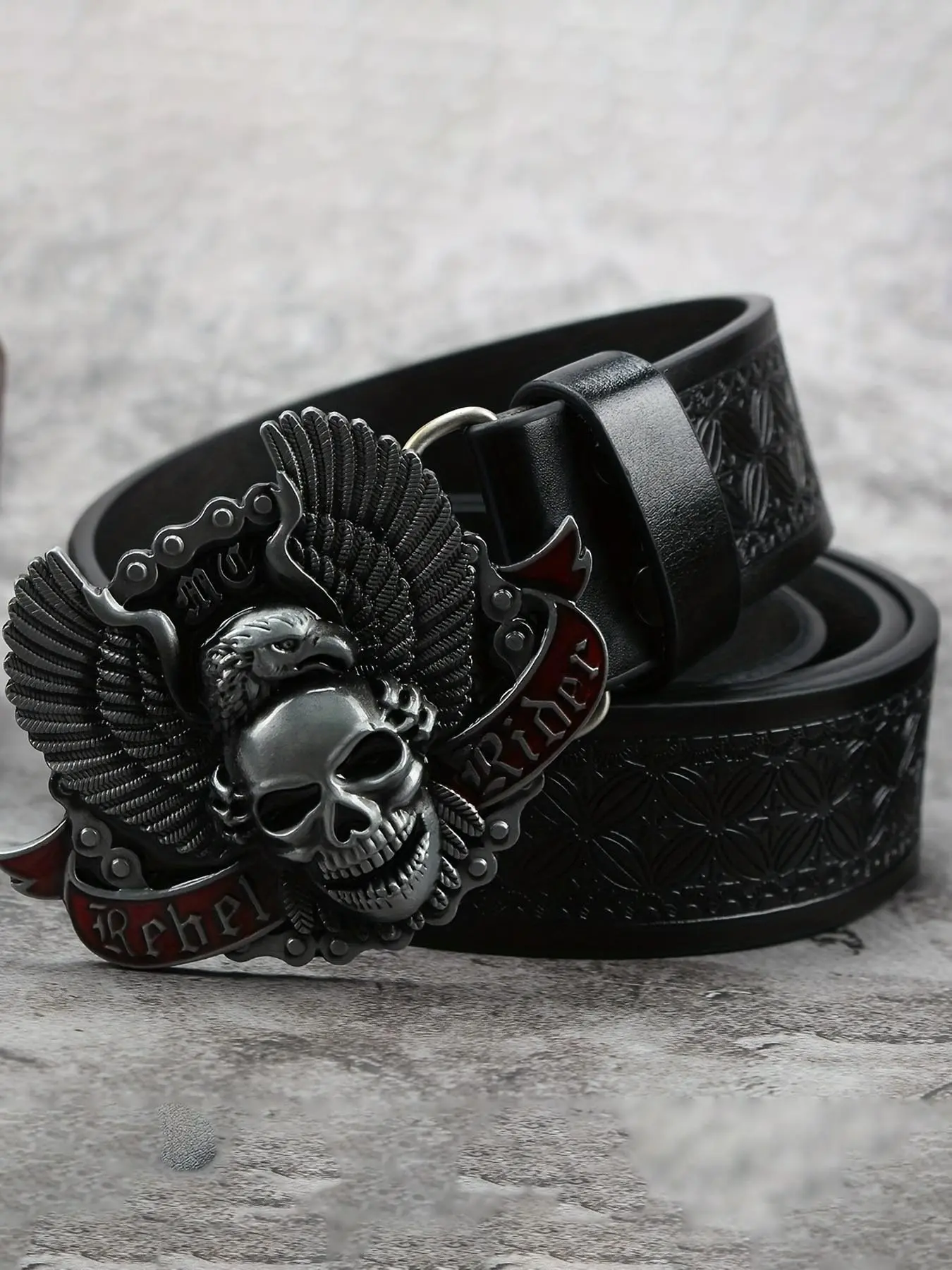 Vintage Gothic Skull Angel Buckle Belt for Men, Punk Style Streetwear, Versatile and Stylish Casual Pants Belt, Punk Fashion Belt, Cool Belts, Pu Leather Belts