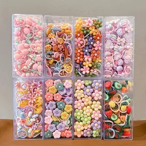 50pcs of Cute Cartoon Thumb Hair Ties - Non-Damaging, Elastic Rubber Bands for Styling - Plastic Material, Casual Style
