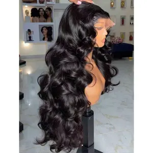 Raw Peruvian Body Wave 250% Density 40 42 inch 13x6 HD Lace Front Human Hair Wigs 13x4 Frontal Wigs Women Glueless Closure Wigs