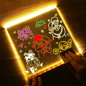 Acrylic LED drawing board for kids, acrylic dry-erase light-up drawing board with stand, markers and wipes, erasable reusable board for children’s learning, ideal birthday gift