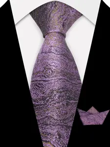2pcs Gold Marble Pattern Tie and Handkerchief Set, Men's Formal Wear, Wedding, Business Occasions, Elegant Accessory Kit
