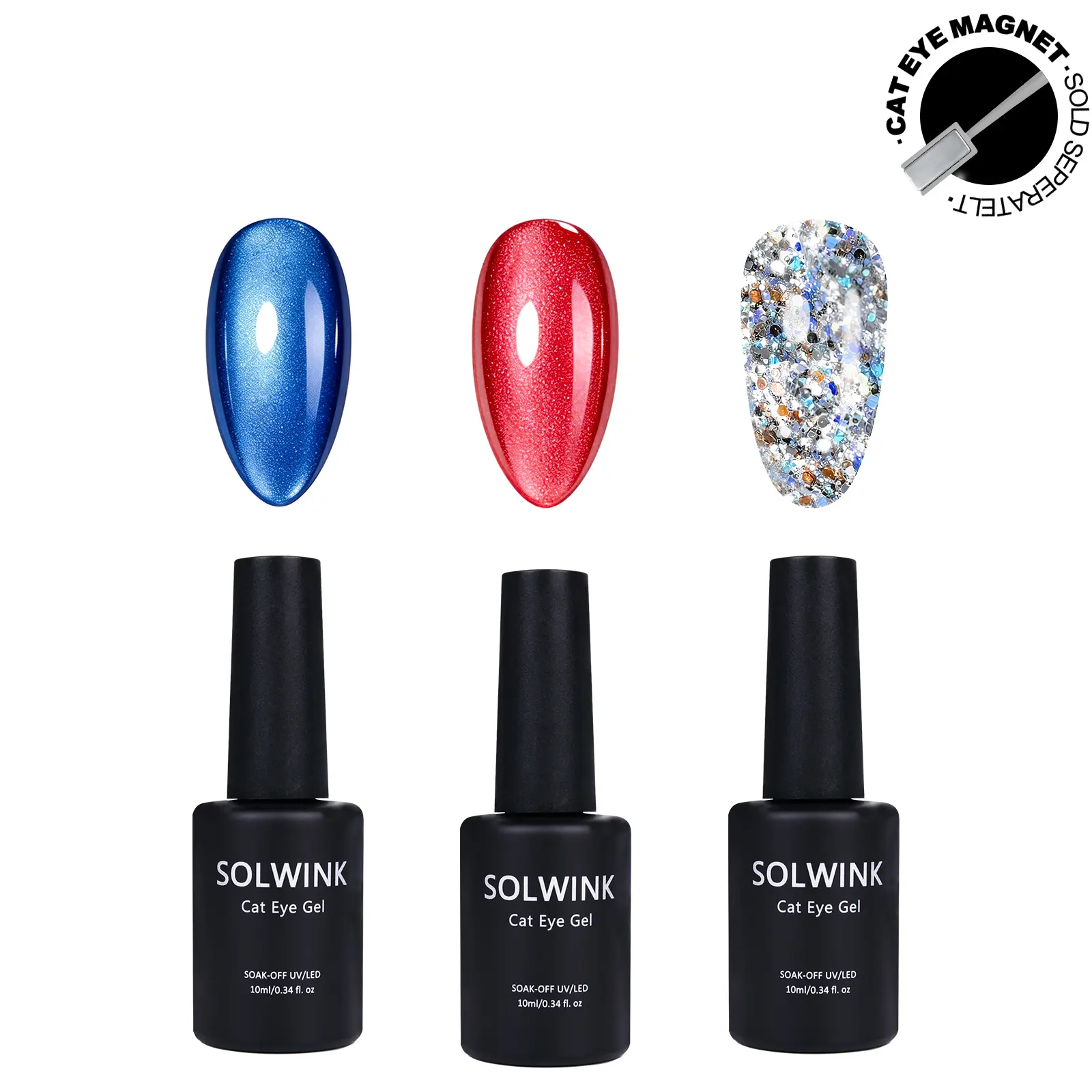 SOLWINK Royal Jewel HEMA&TPO FREE Cat Eye Gel Polish Set Glitter  UV Gel for Natural Nails Extension Nail Tips Toes