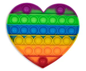 Pop Fidget Toy Silicone Bubble Popping Game | Rainbow Heart