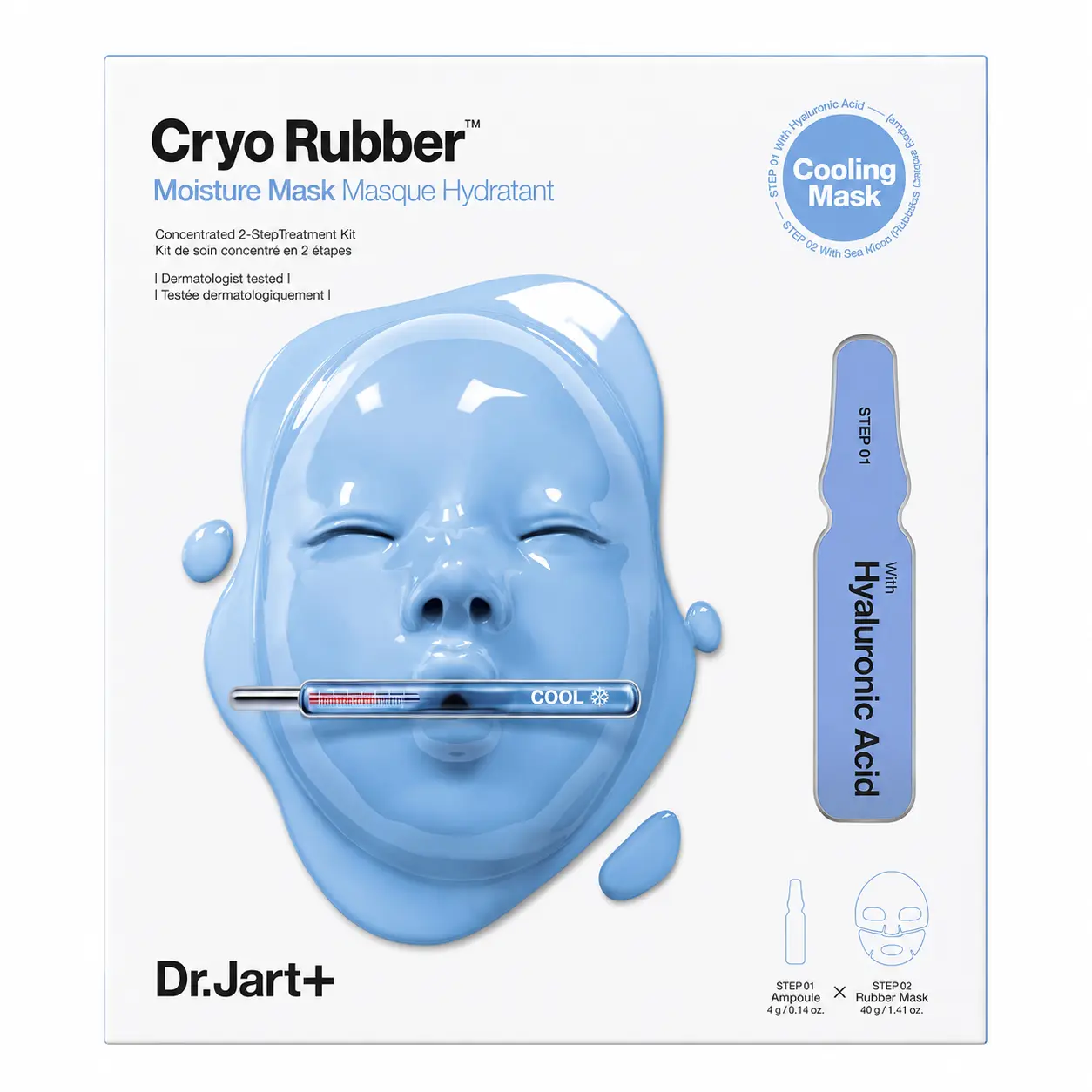 Dr.Jart+ Cryo Rubber Moisture Mask with Hyaluronic Acid - Deep Skin Hydration & Soothing Care for Sensitive Skin - 44g