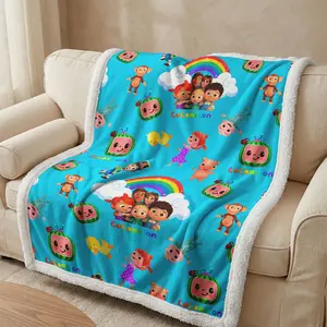 Cocomelon Classic Lamb Velvet Figure Print Blanket, Super Soft Comfortable Skin-Friendly, Multi-Style Bed Sofa Chair Decorative Hanging Rug