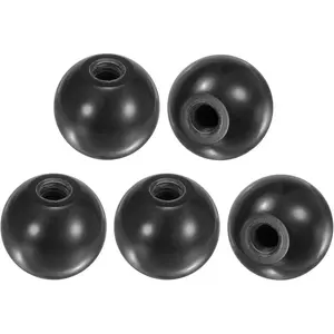 5-Pack Threaded Ball Knobs, M8 Female Thread 30mm Dia. Thermoset Ball Knob for Lathe, Machine, Lawn Mowers, Round Phenolic Lever Handle Black