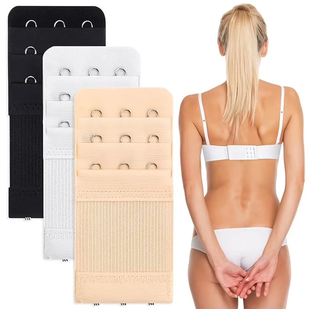 3-Pack Women's Bra Extender, Adjustable Back Buckle, Comfortable Fit, Fashion Design, Durable Fabric, Accessories