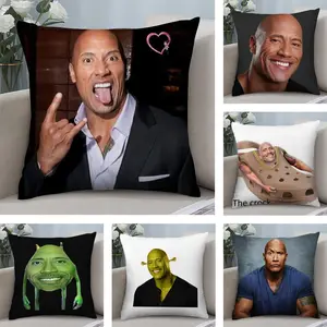 PIKPAKA Dwayne The Rock Johnson Meme Funny Cushion Cover Soft Short Plush Fabric Double-Sided Print Organic Breathable Sofa Pillow Case, Home Machine Washable In Warm Winter Perfect For Home Decor Warm Winter Home Child Gift