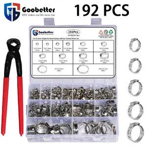 192 single ear hose clamps 12 sizes 5.3-33.1 mm Crimped hose clamp ear clamps 304 stainless steel professional grade dad gift