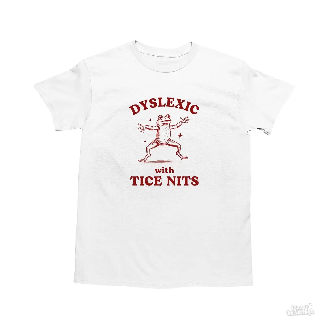 Dyslexic With Tice Nits, Funny Frog T Shirt, Dumb Y2k Shirt