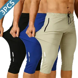 3-pack summer ice silk fiber straight-leg shorts — length ends 3 inches below the knee, European sizing, 80% nylon/20% elastane blend; suitable for sports, running, training, outdoor activities, and everyday casual wear; athletic shorts.