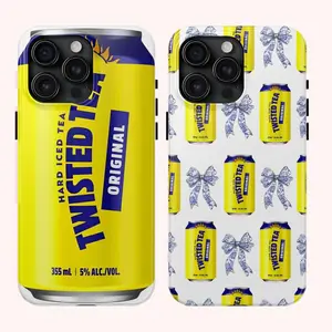 Twisted Tea Original Coquette Phone Case For Couples, Tea Phone Case, Trendy Blue And White Chinoiserie Bow, iPhone 16, 15, 14, 13, 12, 11, X, 8