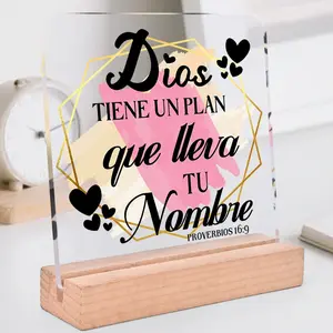 Christian Bible Verse Spanish Que Acrylic Block with Base, Acrylic Plaque Sign, Christian Home Decor, Inspirational Gift for Friends & Family, Decoration Items