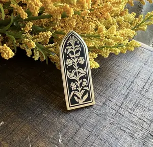 Tomb Lily Gold Enamel Pin (cememtery set, botanical, gravestone imagery)