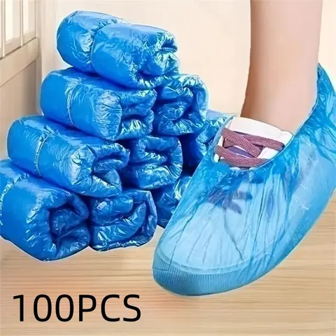 Disposable Shoe Cover, 100pcs/set Sanitary Single Use Transparent Disposable Protective Shoe Cover, One Size Fits All, Multipurpose Hygiene Cleaning Travel Hotel Shoe Cover, Cleanliness