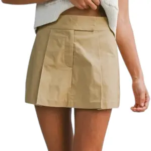 Perfect Pleat Tailored Mini Skort - Taupe