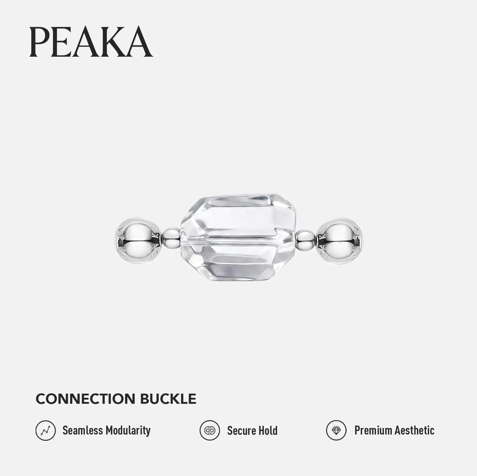Peaka Clear Quartz Crystal Charm Pendant for Women, Magnetic Clasp Jewelry