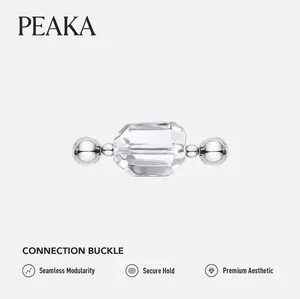 Peaka Clear Quartz Crystal Charm Pendant for Women, Magnetic Clasp Jewelry