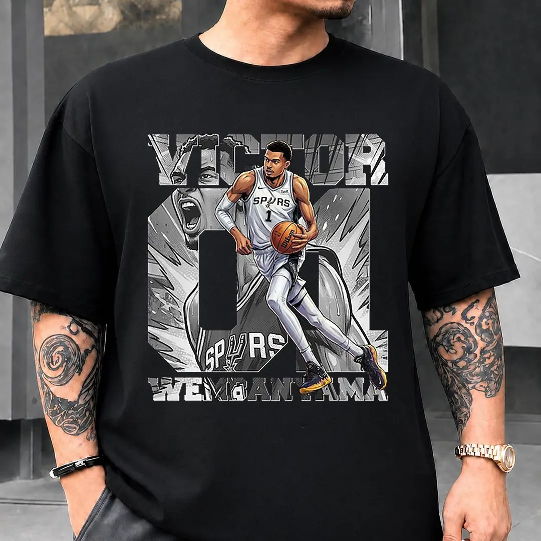 Victor Wembanyama Basketball Player T-Shirt, Comic Graphic Tee, Sublimation DTF Fan Top