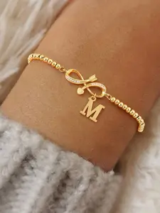 Women's Infinite Symbol Initial Letter Bracelet, Letter Link Bracelet, Adjustable Bead Chain, Fashionable Casual Jewelry for All Seasons, Personalized Jewelry, Trendy Jewelry