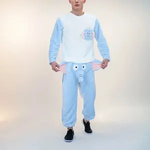 Funny Cartoon Men's Pajama Suits Couple Novelty Animal