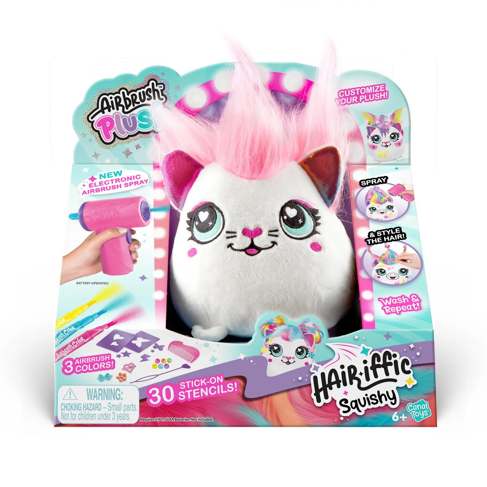 Airbrush Plush Hair'iffic Squishy Kitty – Styling & Airbrush Kit