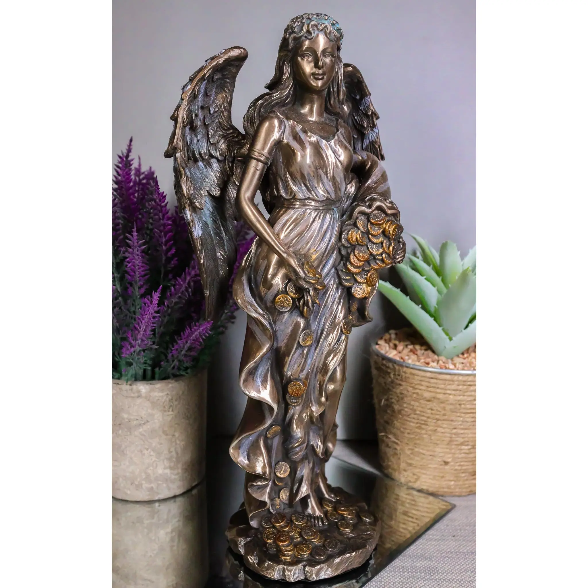 Ebros Gift Resin Roman Greek Goddess Fortuna Tyche Lady of Fate Figurine, Mixed with Bronze Powder, 11.5" H Home Decor Statue