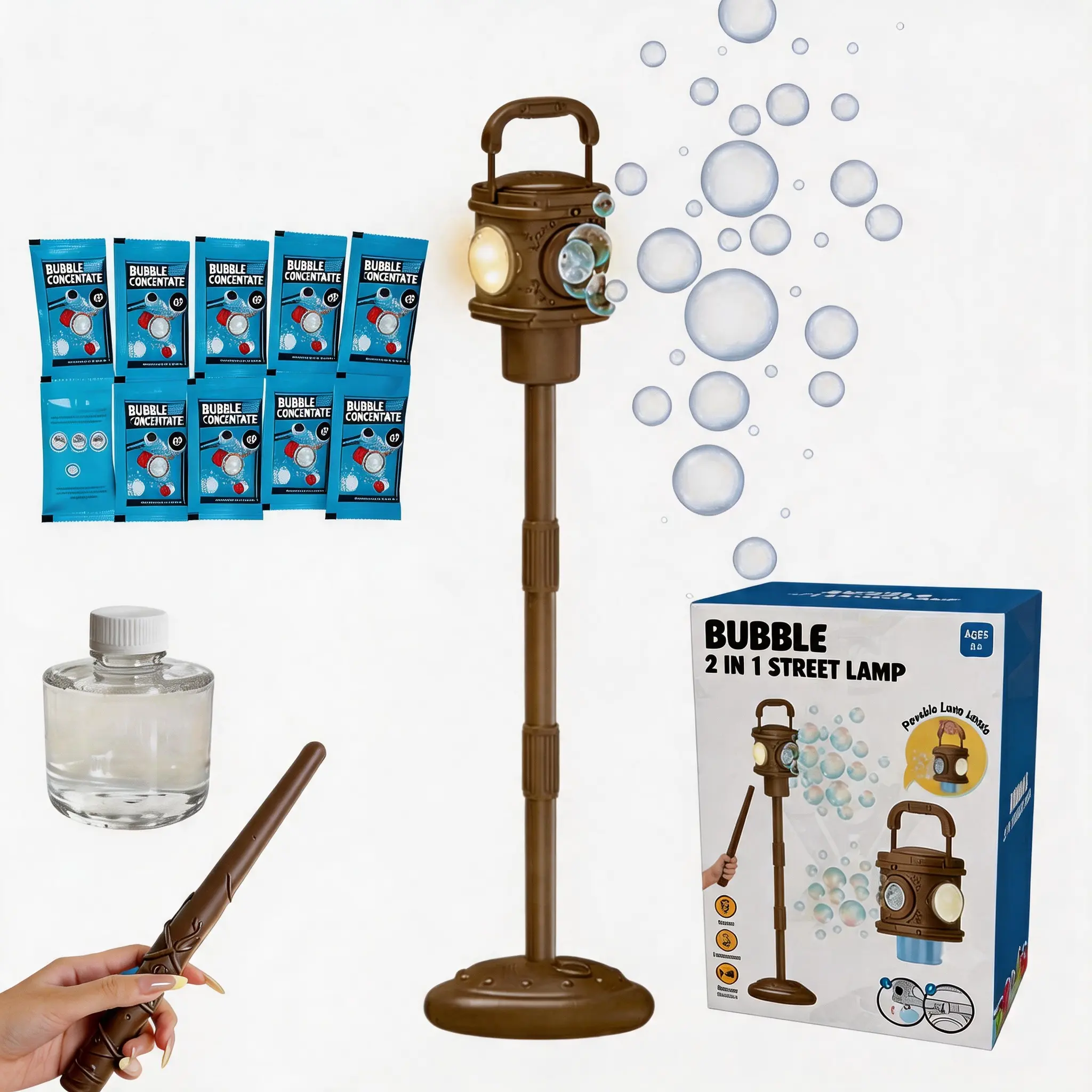 Bubble maker for kids-Outdoor toy, Summer Toy， Gift， Adjustable Height Stand，30m remote contral,Handheld Design, Night light, Large bubble Output, Perfect for Backyard, Funldeal for outdoor parties Holiday