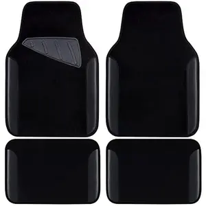 Waterproof Universal Fit Car Floor Mats, Faux Leather Car Carpet Mats, Black Car Mats with Anti-Slip Nibbs Backing & Driver Heel Pad Fit for SUV,Vans,sedans, Trucks,Set of 4pcs(All Black)