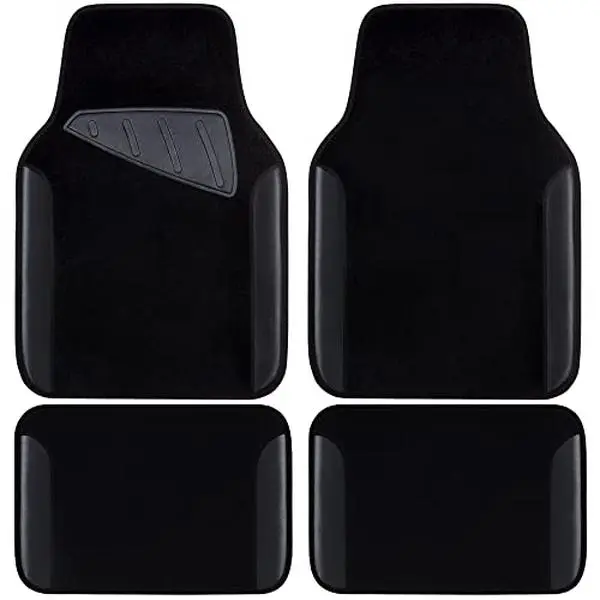 Waterproof Universal Fit Car Floor Mats, Faux Leather Car Carpet Mats, Black Car Mats with Anti-Slip Nibbs Backing & Driver Heel Pad Fit for SUV,Vans,sedans, Trucks,Set of 4pcs(All Black)