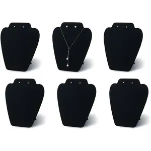 6 Pieces Black Velvet Necklace Display, Jewelry Display for Selling and Shows, Necklace Easel Stand, Collapsible Jewelry Bust Stand, Reinforced Bracket (7 3/8" W x 8 2/8" H)