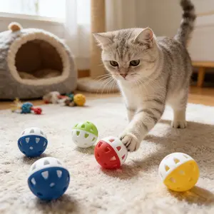 Cat Toy Bell Ball, Durable Silicone Material, No Battery Needed, Indoor/outdoor Play, Suitable for All Cats, Random Color, Safe Pet Toy, Fun Design