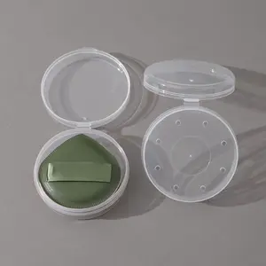 5pcs Plastic Breathable Cosmetic Puff Case, Unscented Airflow Puff Holder with Perforated Sifter