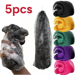 African Net Sponge - Exfoliating Scrubber for All Skin Types, Bath Sponge for Body, Durable, Gentle Exfoliation (Green & Purple & Pink & Orange & Black...)