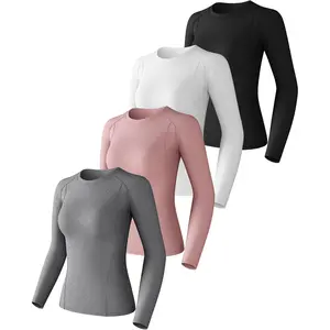 Pack Women's Compression Shirt Cool Dry Long Short Sleeve Underscrub Workout Athletic Tops Baselayer for Yoga Gym Running